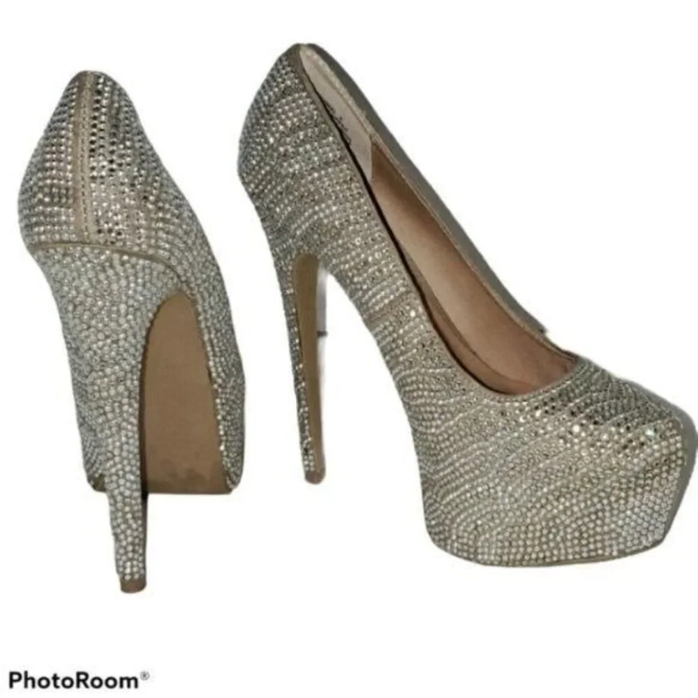 Steve Madden Platform Heels Shoes Rhinestones Stilettos Women's Woman's Size 8